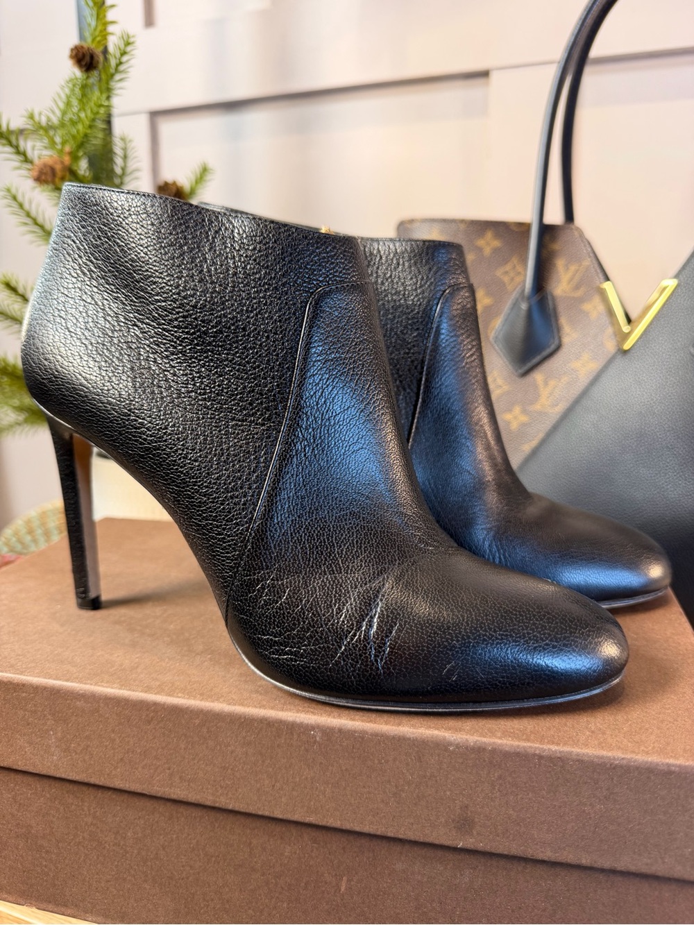 Diane Von Furstenberg Black Leather Ankle Boots Women’s Size 8 Made In Italy